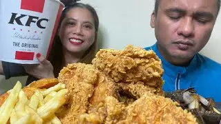 KFC Chicken Bucket w/ PURPLE Fire Mukbang! | Collab w/ @leannemae7711 💛💛 | Pinoy Mukbangers