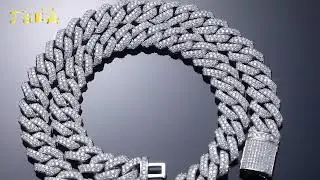 14mm Cuban Link Necklace Men Mossanite Silver 925 Hip Hop Jewelry