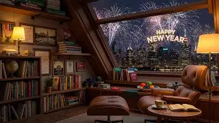 Winter Jazz Coffee Shop ❄️☕ Relaxing Jazz & Sounds Fireworks for Relax & Work