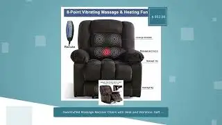 Overstuffed Massage Recliner Chairs with Heat and Vibration; Soft Fabric Single Manual Reclining ...