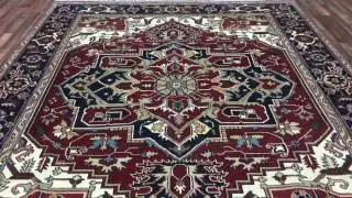 Red, Beige and Navy Serapi Oriental Rug 9'X11'10 - W 277