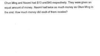 Singapore P5 Math: How to solve equal amount of money questions with model drawing