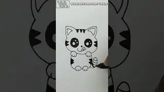 Simple Drawing Shorts || Cat drawing || how to draw a cat || kitten drawing || #shorts #drawing #cat