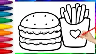 How to Draw a Burger | Burger Drawing,Painting and Coloring for Kids