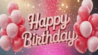 Песня на день рождения с розовыми анимированными шариками 🎂
