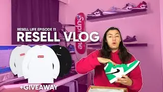 SUPREME BOX LOGO GIVEAWAY! JORDAN 1 LUCKY Green LIVE COP- RESELLING VLOG- Resell Life Ep.11