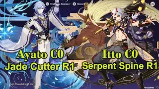 Itto C0 Serpent Spine R1 & Ayato C0 Jade Cutter R1 Spiral Abyss Floor 2.7 12 Genshin Impact