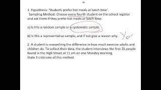 Year 11  96. Understand sample, population & simple random sampling & effect of sample size (M1)
