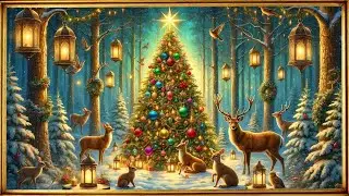 Enchanted Winter Forest | Cozy Christmas Tree Screensaver with Gold Frame | 4K TV Art | 2Hrs