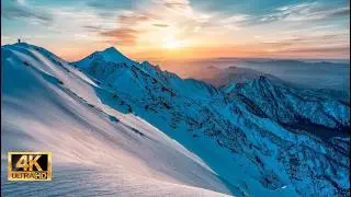😌 Calm Nervous Tension 4K  | Winter ❄️ Mountains 🏔️ & Soft Wind 🌬️  | 1 Hour Relaxing Session ❤️