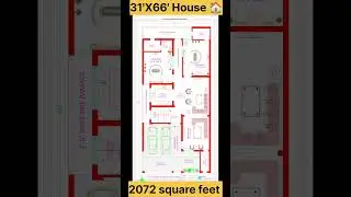 30' X 65' House Plan | 30*65 Home Plan | Map with 2BHK Parking #viral
