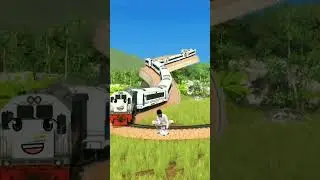 omg! big train coming but small boy playing rail line