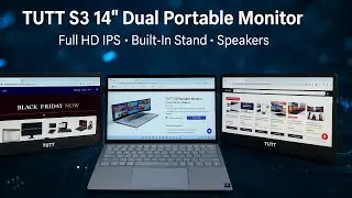 TUTT S3 14&rdquo; Dual Portable Monitor | Full HD IPS, Built-In Stand & Speakers | Triple-Screen Extender