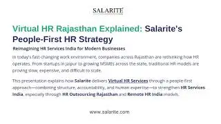 Virtual HR Rajasthan Explained Salarite's People First HR Strategy