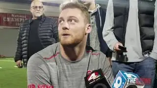 Pete Werner speaks prior to the Penn State game