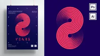Adobe Photoshop tutorial ||  '8' Poster Design With Photoshop & Illustrator(Free Download PSD File )