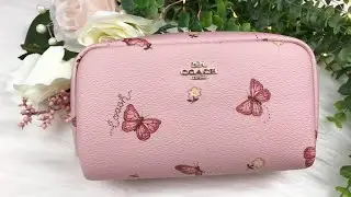 МАЛЕНЬКАЯ КОРОБКА КОСМЕТИЧЕСКАЯ КОРОБКА COACH С ПРИНТОМ БАБОЧКИ РАСПАКОВКА