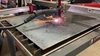 The Blue Jay being cut out on the plasma cutter.