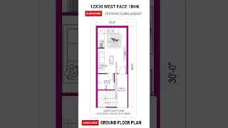 West Facing 12x30 house plan | 12*30 house plan west facing #houzy #1bhk #housedesign #home