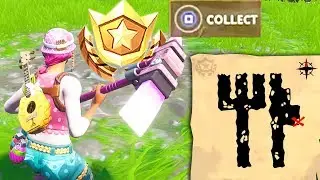 Search the Treasure Map Signpost Found in Junk Junction & Follow the Treasure Map LOCATION FORTNITE!