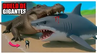 Treta!  CROCODILO GIGANTE vs MEGALODOM (TUBARÃO GIGANTE) no AMAZING FROG