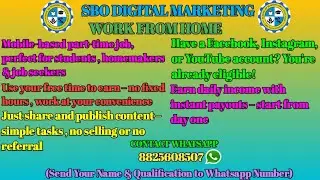 SBO DIGITAL MARKETING- WORK FROM HOME- PART TIME JOB #parttimejob #degitalmarketing #earnmoneyonline