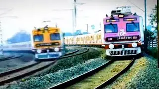 Different Types EMU Local VS Express Crossing Seen At Indian Railways 😱🚂 #indianrailways #popular 