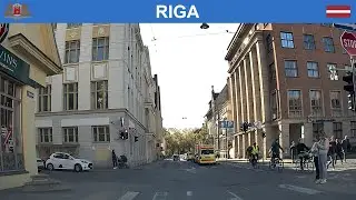 Short drive in Riga city center, Latvia. Dashcam 4K