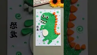 DIY Clay Dinosaur Art Short 🦖✨ Satisfying Polymer Clay Craft #shorts #diycrafts #diy