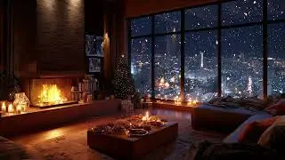 Winter Cabin Night Ambience | Warm Fireplace for Peaceful Rest