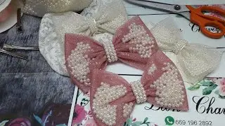 como hacer moño o tiara de rellenos de perlas y tul mayra León