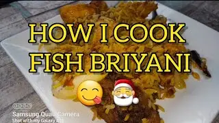 How I cook layered fish briyani with Eggs , fishroes , muscles , crabsticks and chips for Christmas