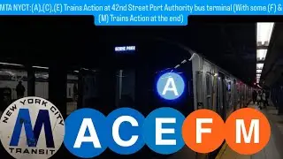 MTA NYCT:(A),(C),(E),(F),(M) Trains Action at 42nd Street Port Authority bus terminal 