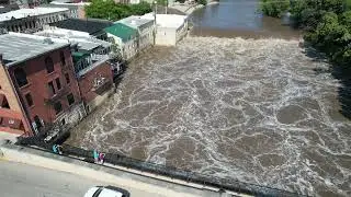 Rising waters of the Turkey River in Elkader