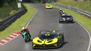 Kawasaki Ninja H2 SX vs Hypercars & Super Bikes at Nordschleife