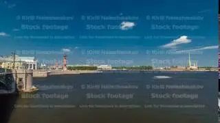 Strelka - Spit of Vasilyevsky Island with the Old Stock Exchange and Rostral Columns timelapse in