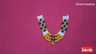 How to make handmade Thakorji(lalan)kanth three layers moti Malaji(Shringar) in orange n blue colour