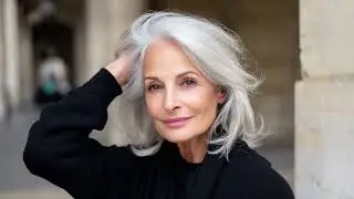 Серебристые волосы в стиле француженки для женщин старше 60 лет ✨ Непринужденный и нестареющий шик
