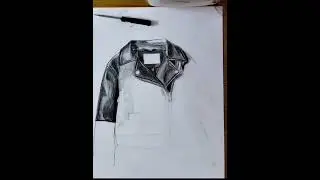Leather jacket realistic drawing with charcoal pencil #shorts #drawing #art