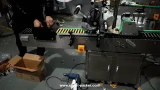 Ham roller conveyor feeding automatic horizontal labeling machine label applicator line
