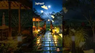 Enchanted Night at the Tropical Gateway #villagecharm #tropicalnight #ai #art #asmr #relaxation