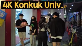 [4K Seoul Walk] 🛵🚶 Субботним вечером, общение на Родео-стрит Университета Конкук