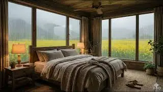 Deep Sleep Piano Music with Soft Rain Sounds , Healing Sleep Music-Mustard flower field.