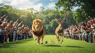 Lion vs Deer: The Most Honest Race in the Jungle #lion #animals #jungle #jungleclash 