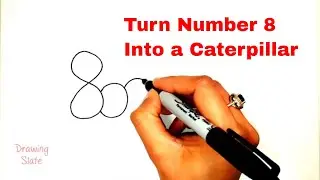 How to Draw a CATERPILLAR Easy | Turn Number 8 Into a Caterpillar | Easy Drawing For Kids