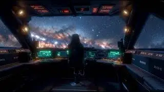 고요한 우주선의 조종석:은하수와 성운 속 심우주 비행 Serene Spaceship Cockpit:Deep Space Flight Amidst Milky Way and Nebula