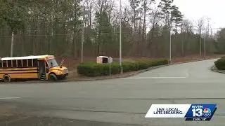 School bus goes off the road with damaged tire near Center Point High School