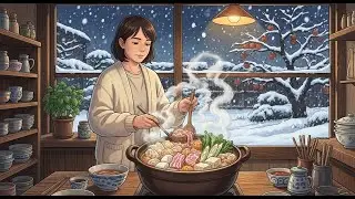 Cozy Winter Cooking ASMR | Making Hot Pot While Snow Falls | Ghibli-Inspired Slow Living