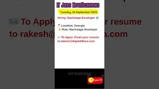Backstage Developer Job in Georgia Sept 16, 2025 #hiring #jobsearch  #jobopening
