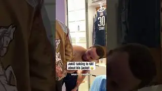 Steph looking at the jacket 😂